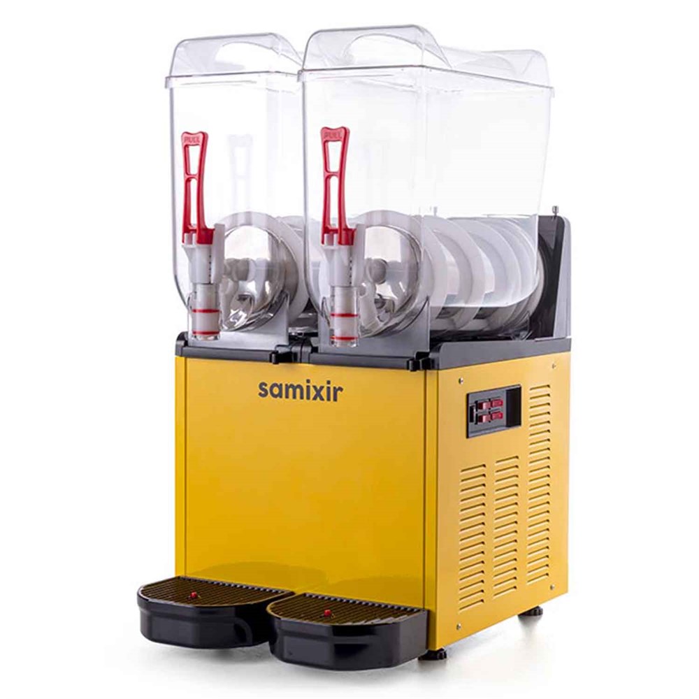 Samixir Ice Slush Twin Buzlu İçecek Granita Makinesi 12+12 Litre Sarı, Samixir, Slash Karlı İçecek Makineleri
